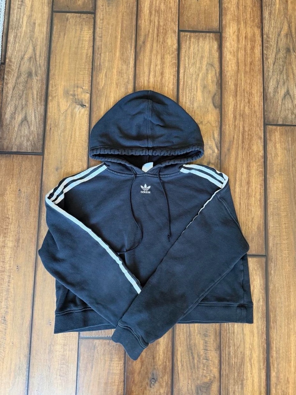 adidas Black Crewneck Sweatshirt with White Stripes
